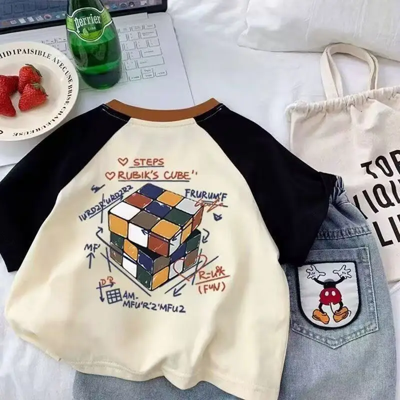 Pure Cotton Cartoon Kids T-Shirt Round Neck Summer Wear — feature 5