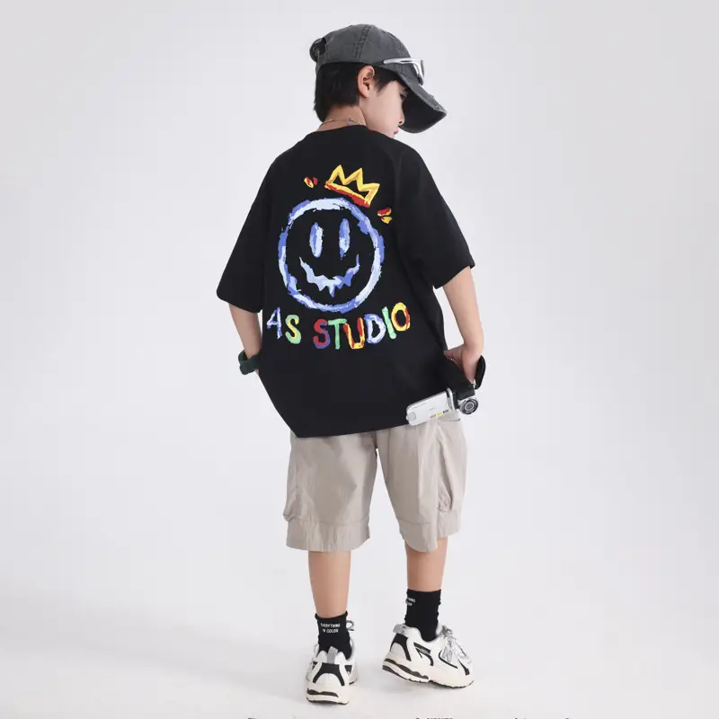 Boys Black Graffiti T-Shirt 2026 Kids Summer Cool - Image 3
