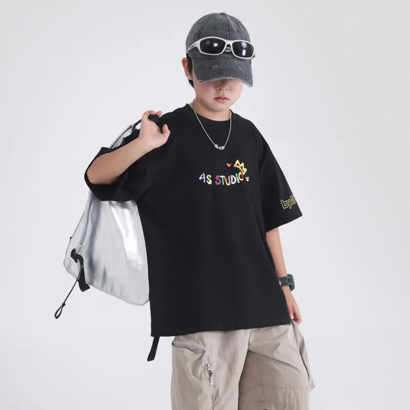 Boys Black Graffiti T-Shirt 2026 Kids Summer Cool - Image 4