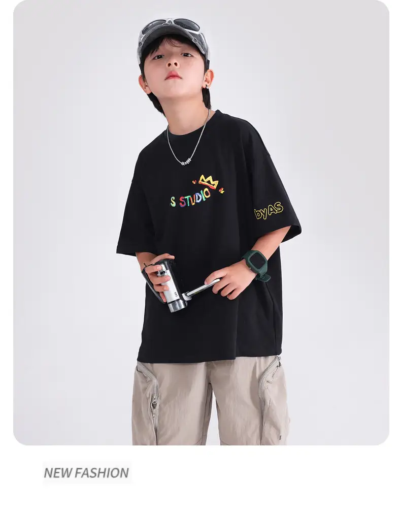 Boys Black Graffiti T-Shirt 2026 Kids Summer Cool — feature 20