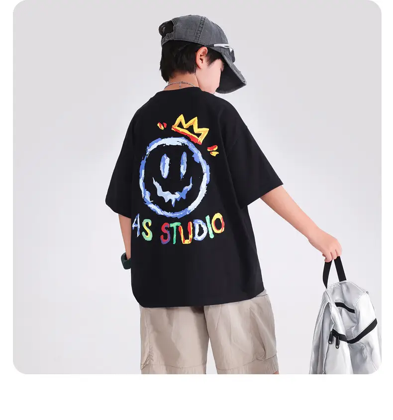 Boys Black Graffiti T-Shirt 2026 Kids Summer Cool — feature 21
