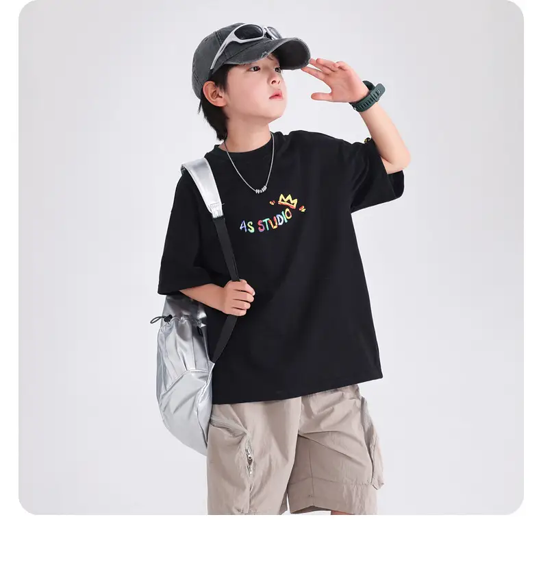 Boys Black Graffiti T-Shirt 2026 Kids Summer Cool — feature 22