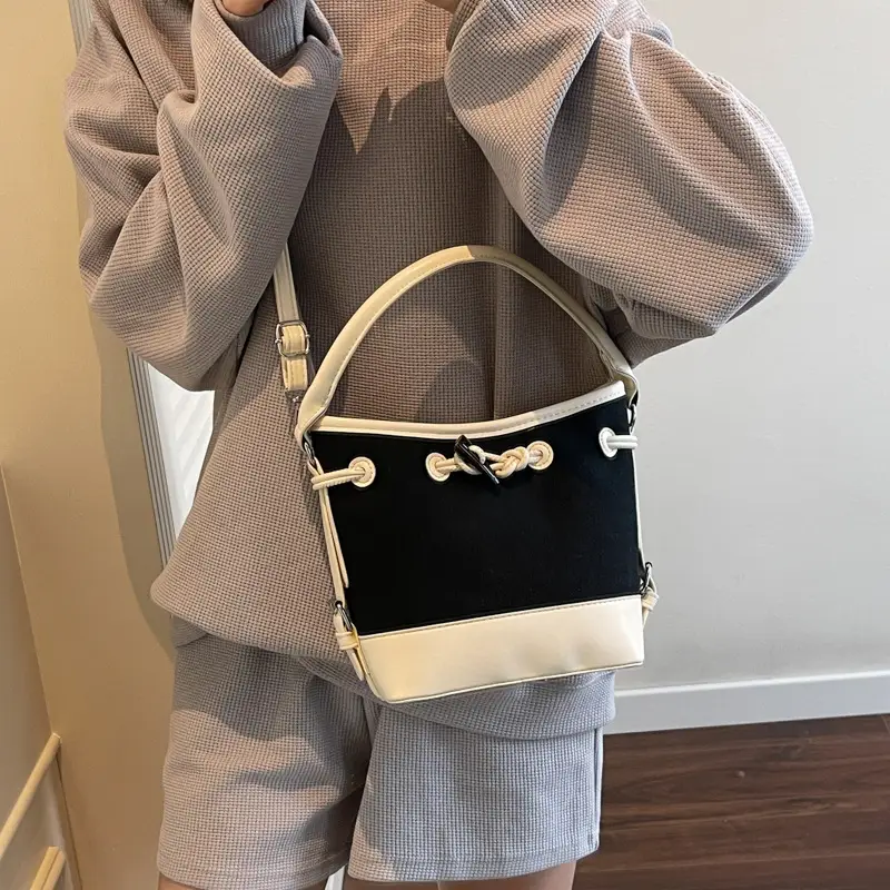 Women's Retro Bucket Bag Brown Beige Crossbody 2025 - Image 6