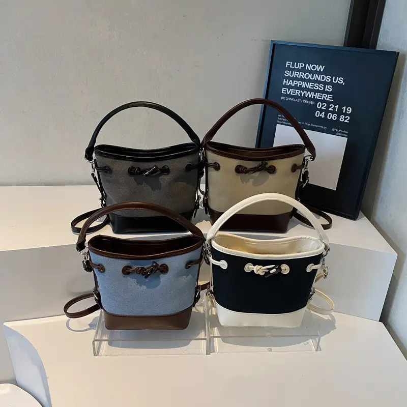 Women's Retro Bucket Bag Brown Beige Crossbody 2025 - Image 8