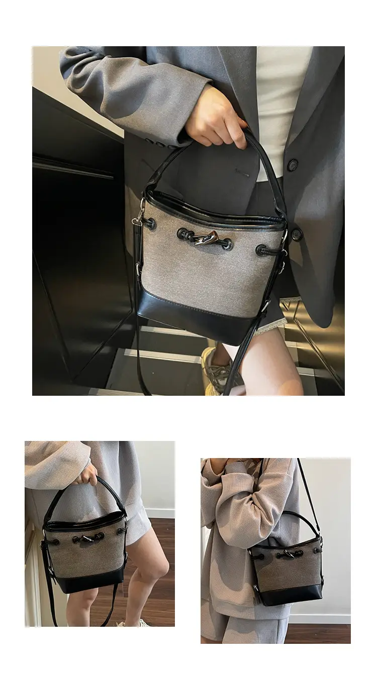 Women's Retro Bucket Bag Brown Beige Crossbody 2025 — feature 11