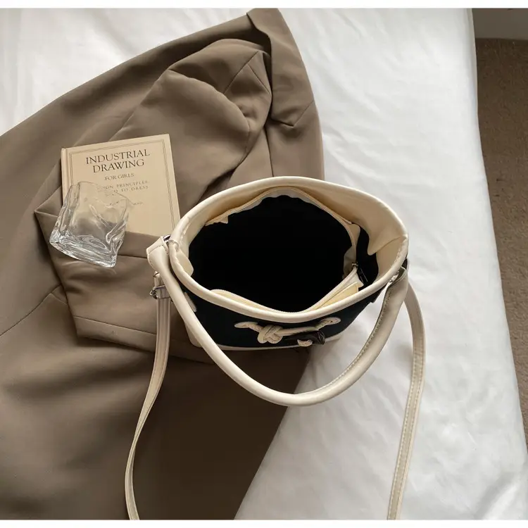 Women's Retro Bucket Bag Brown Beige Crossbody 2025 — feature 16