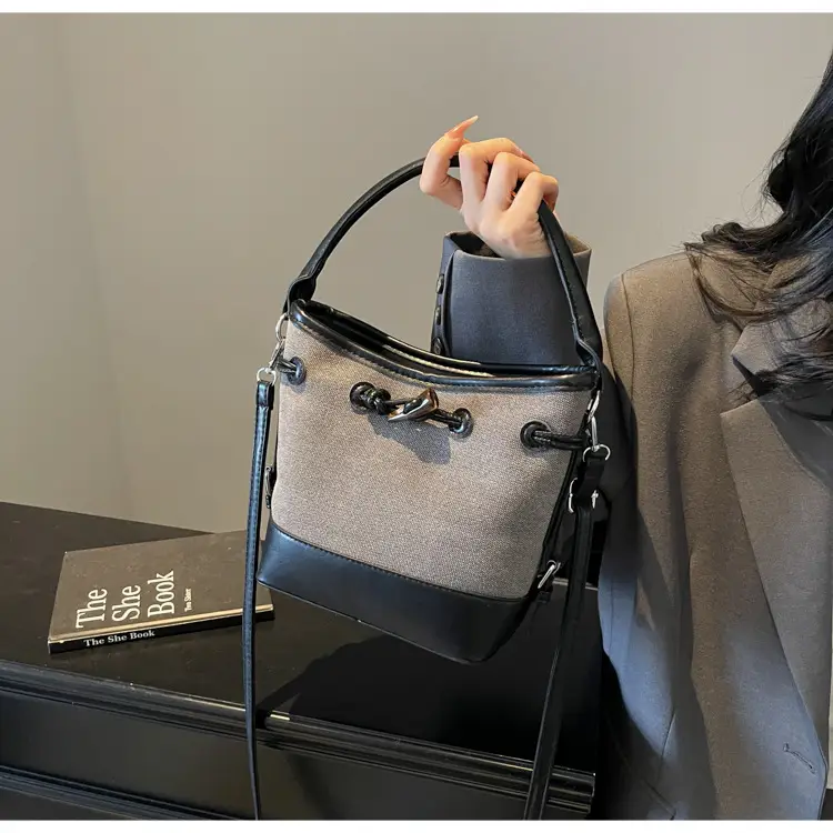 Women's Retro Bucket Bag Brown Beige Crossbody 2025 — feature 18