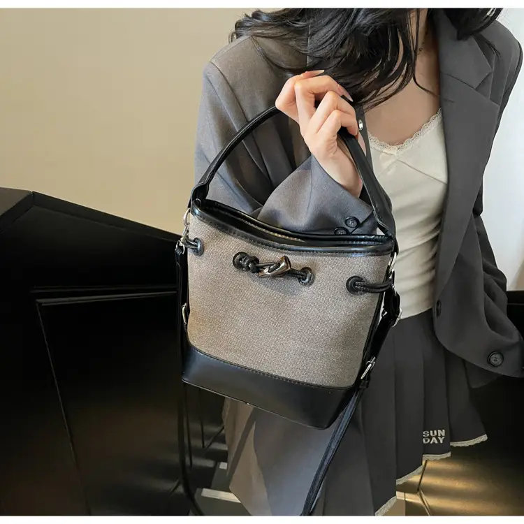 Women's Retro Bucket Bag Brown Beige Crossbody 2025 — feature 19