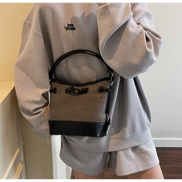 Women's Retro Bucket Bag Brown Beige Crossbody 2025 — feature 22