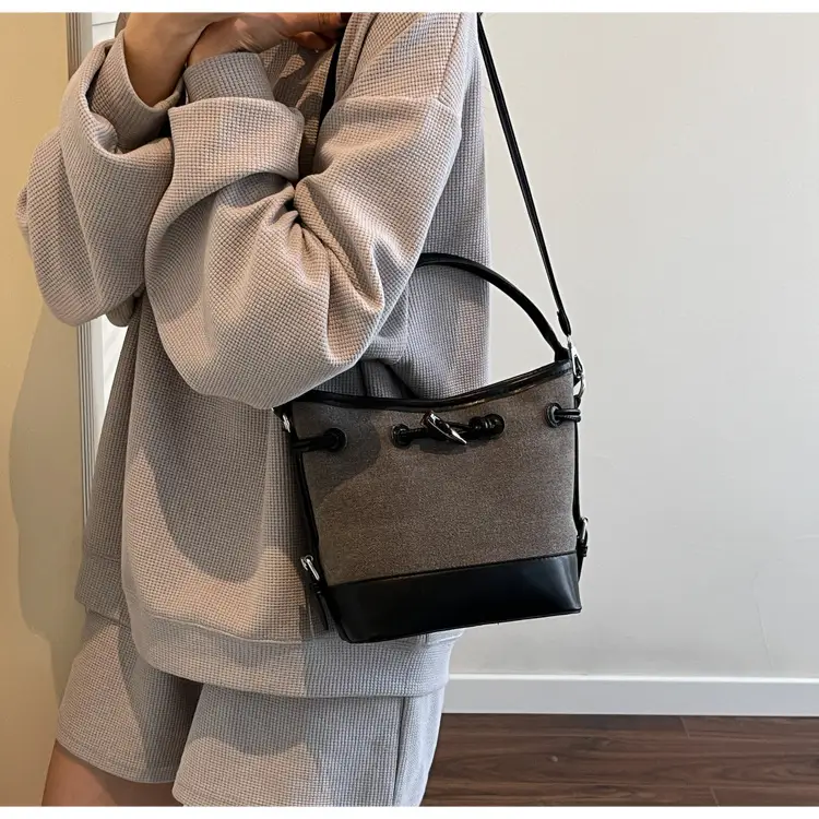 Women's Retro Bucket Bag Brown Beige Crossbody 2025 — feature 23