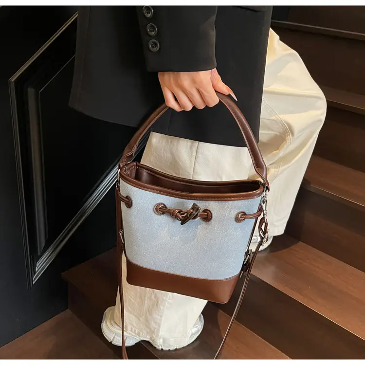 Women's Retro Bucket Bag Brown Beige Crossbody 2025 — feature 30