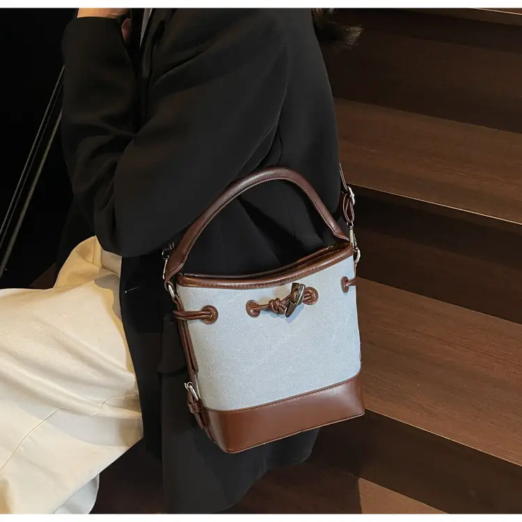 Women's Retro Bucket Bag Brown Beige Crossbody 2025 — feature 33