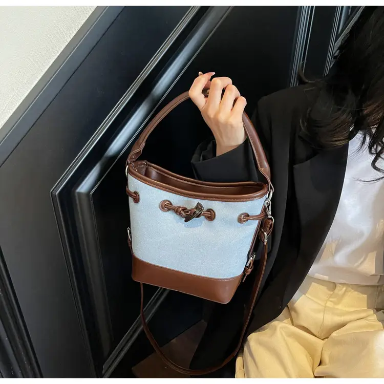 Women's Retro Bucket Bag Brown Beige Crossbody 2025 — feature 34