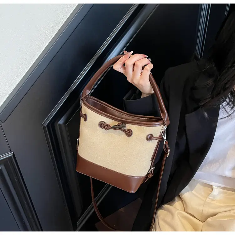 Women's Retro Bucket Bag Brown Beige Crossbody 2025 — feature 35