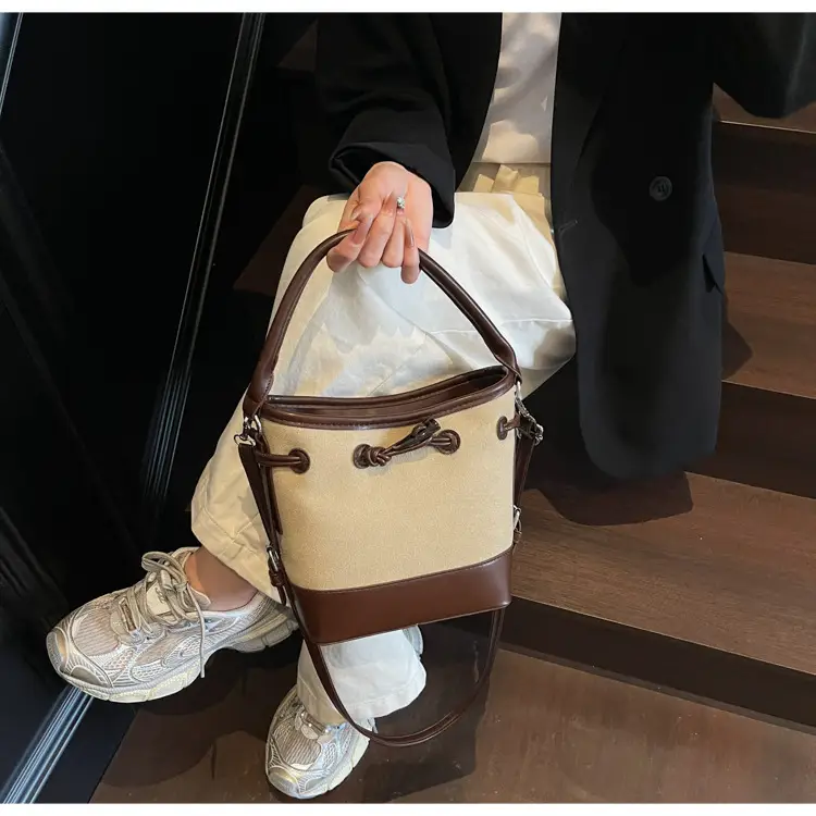 Women's Retro Bucket Bag Brown Beige Crossbody 2025 — feature 36