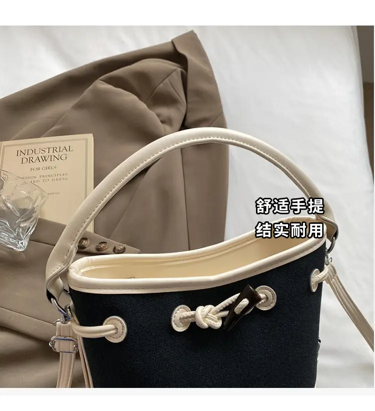 Women's Retro Bucket Bag Brown Beige Crossbody 2025 — feature 7
