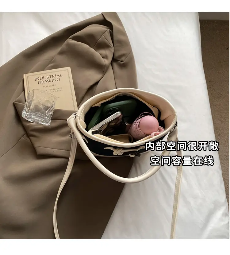 Women's Retro Bucket Bag Brown Beige Crossbody 2025 — feature 9