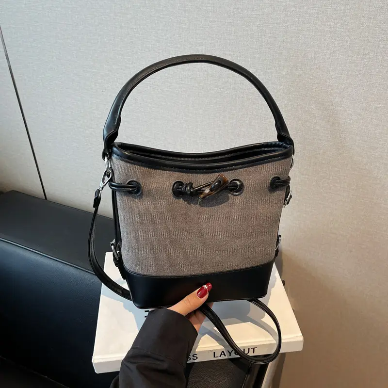 Women's Retro Bucket Bag Brown Beige Crossbody 2025 - Image 2
