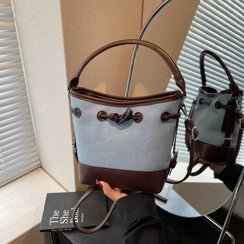 Women's Retro Bucket Bag Brown Beige Crossbody 2025 - Image 3