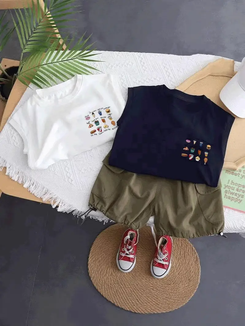 100 Cotton Cartoon Vest Boys Girls Sleeveless Summer Top