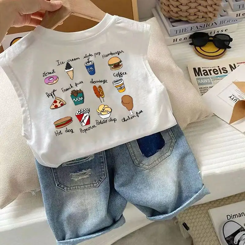 100 Cotton Cartoon Vest Boys Girls Sleeveless Summer Top — feature 11