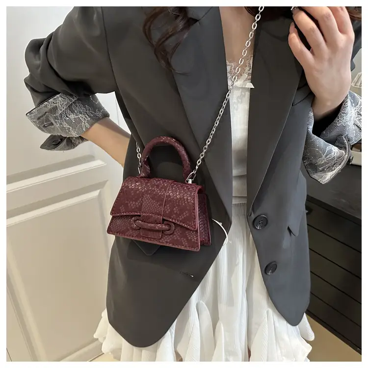 2025 Women's Maroon Crossbody Bag with Chain Strap — feature 23