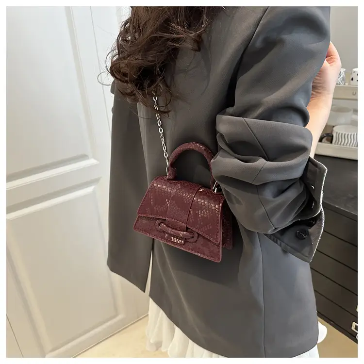2025 Women's Maroon Crossbody Bag with Chain Strap — feature 24