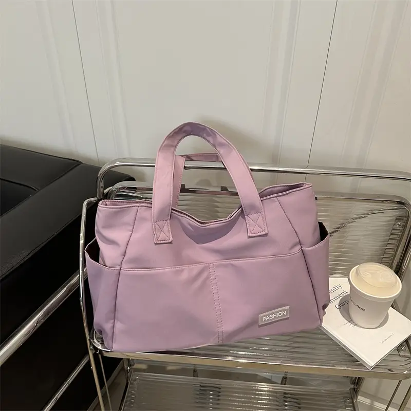 Lilac Nylon Shoulder Bag for Work Commute - Image 5
