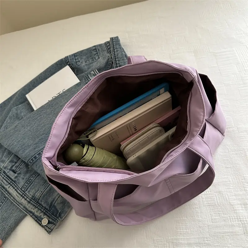 Lilac Nylon Shoulder Bag for Work Commute - Image 8