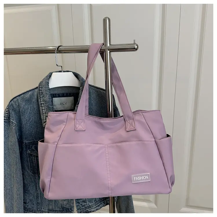 Lilac Nylon Shoulder Bag for Work Commute - Image 4