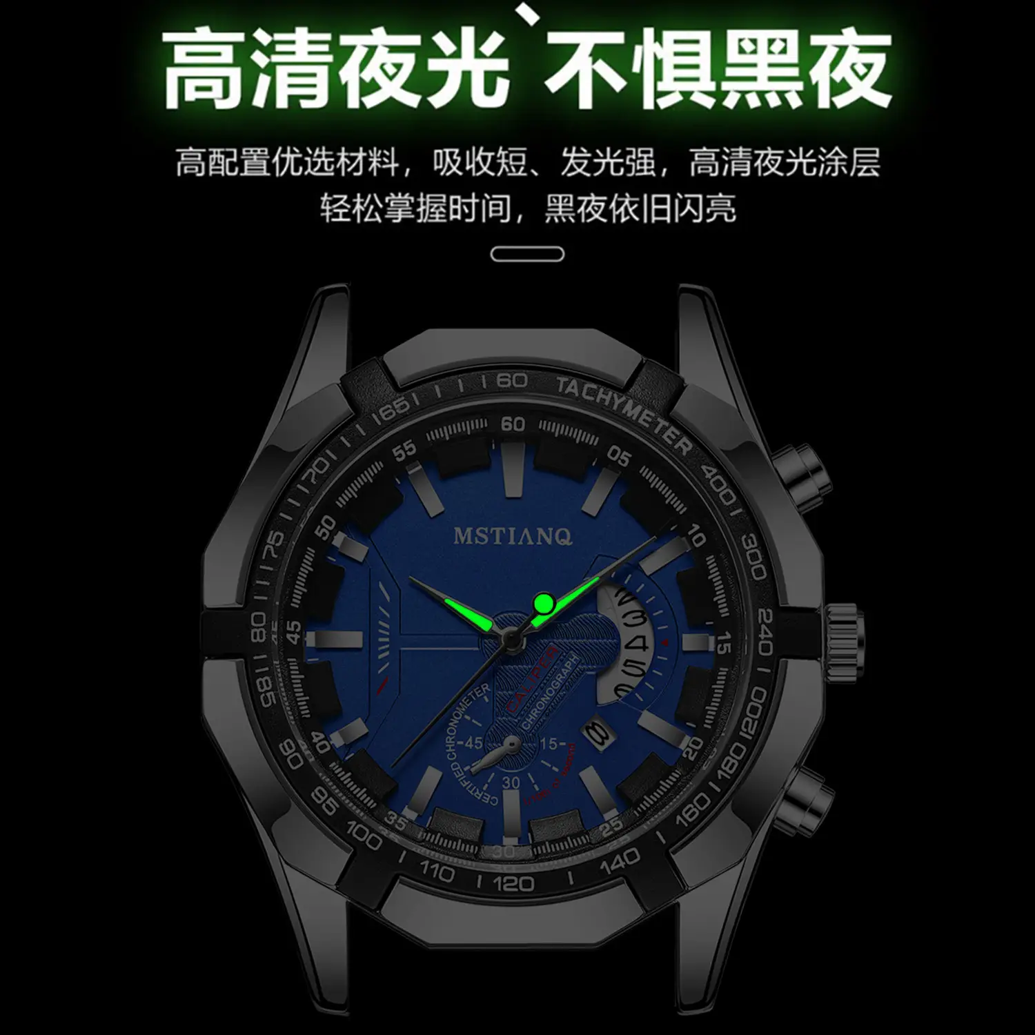Men's Blue Chronograph Quartz Watch with Calendar - Image 5