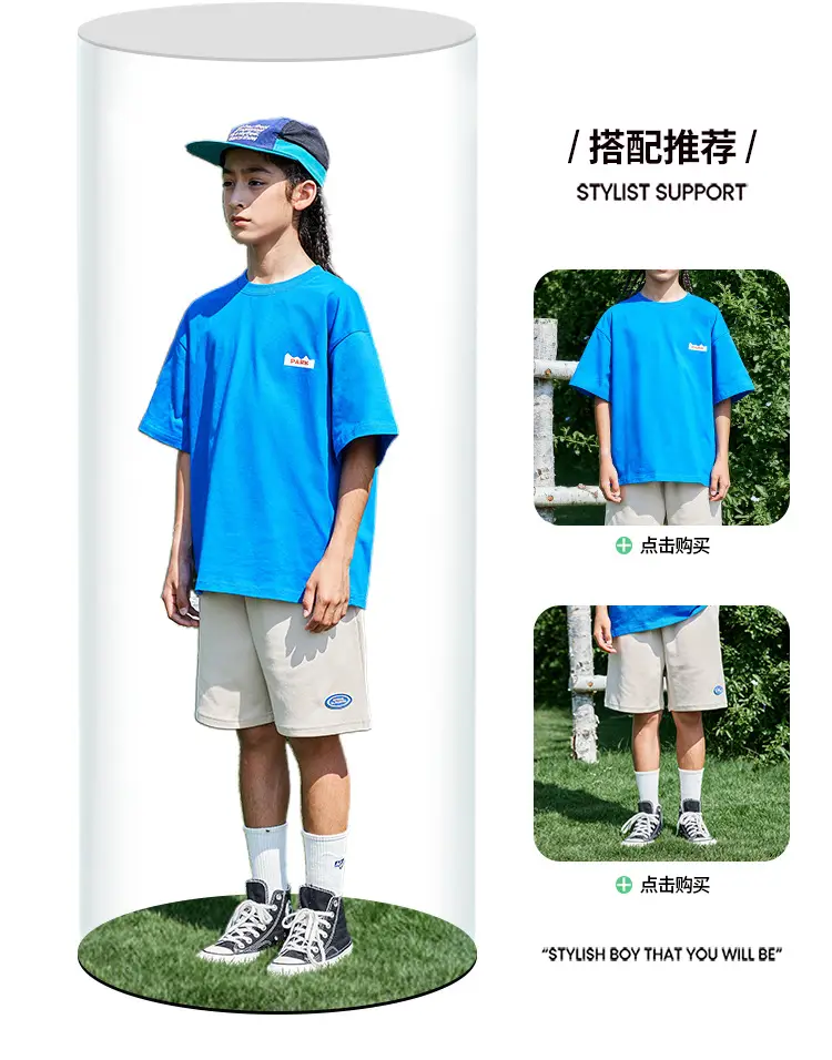 Kids Paris Print T-Shirt Black Summer Casual — feature 10