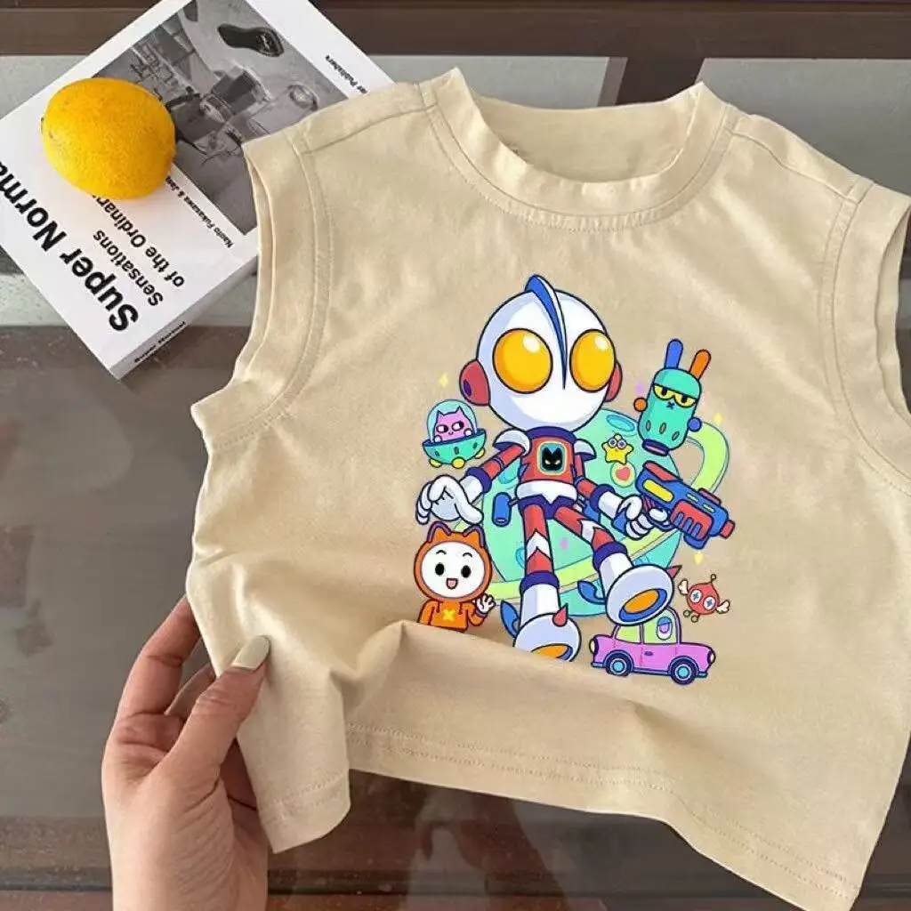 Kids Cartoon Ultraman Sleeveless Vest T-Shirt Navy Blue — feature 10