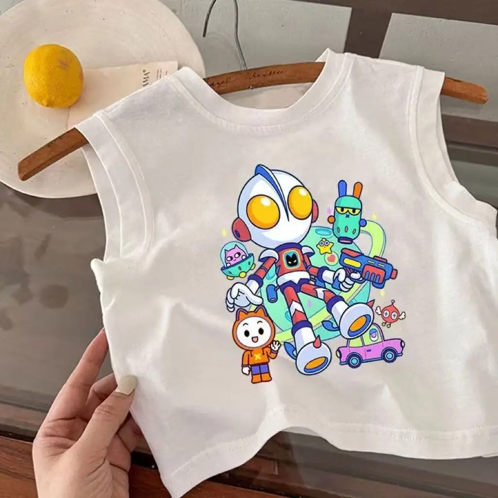 Kids Cartoon Ultraman Sleeveless Vest T-Shirt Navy Blue — feature 7