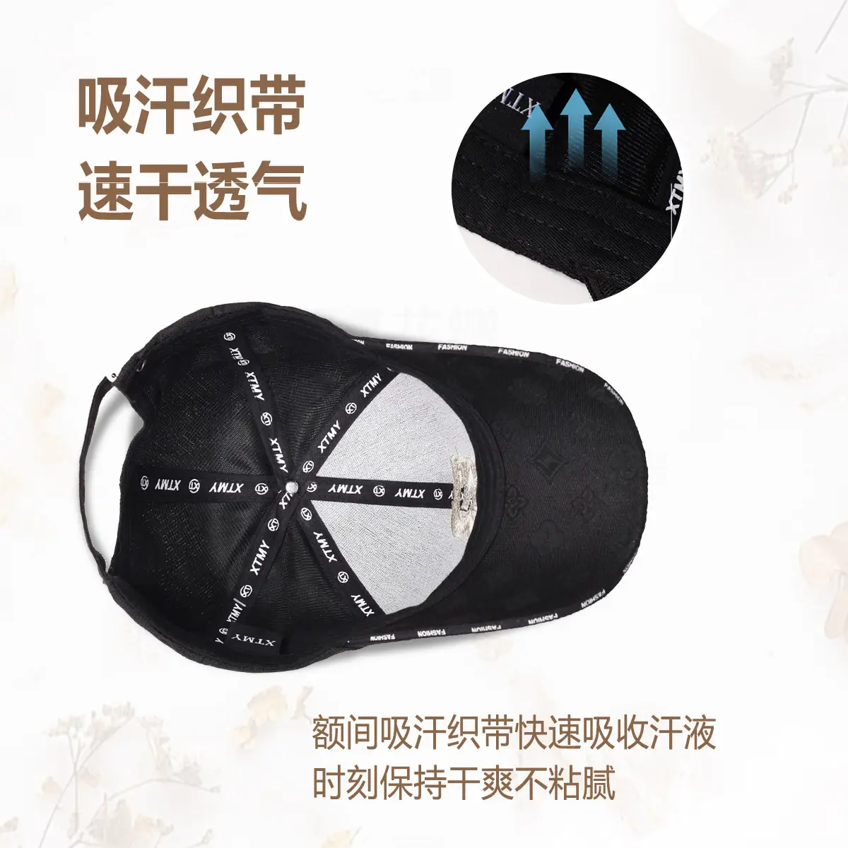 Men Lettered Hard-Top Sun Hat Black - Image 10
