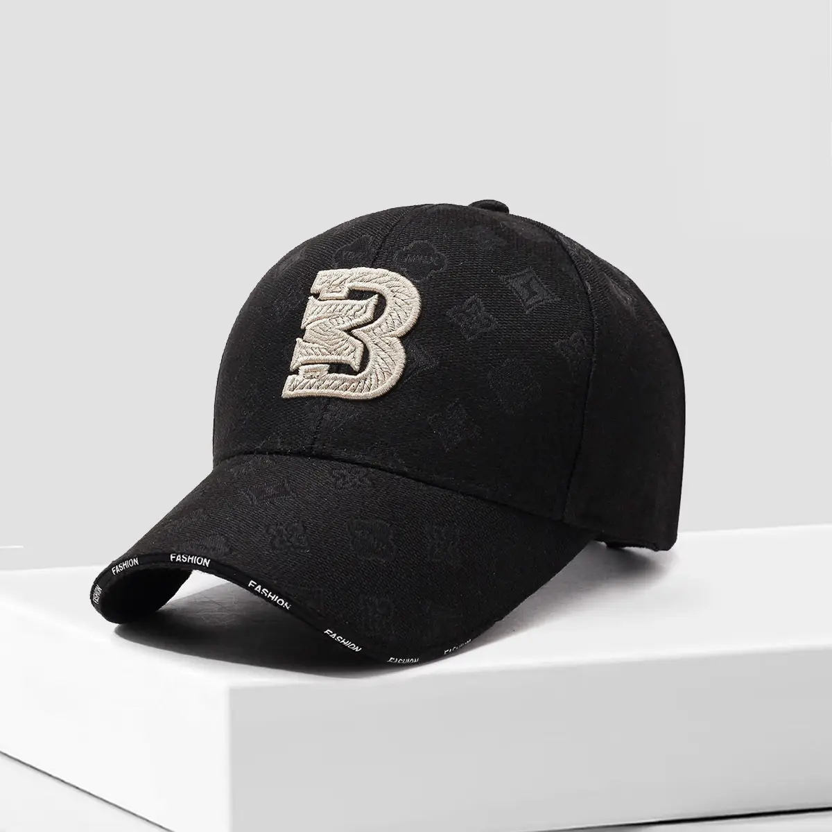 Men Lettered Hard-Top Sun Hat Black - Image 12