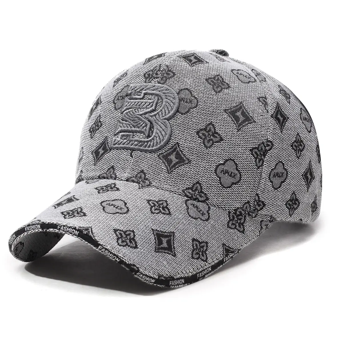 Men Lettered Hard-Top Sun Hat Black - Image 3