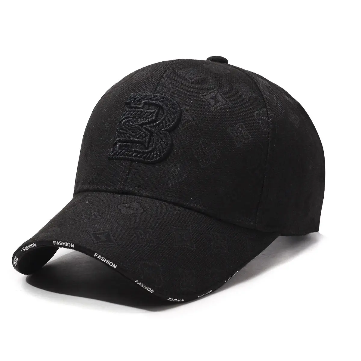 Men Lettered Hard-Top Sun Hat Black - Image 4