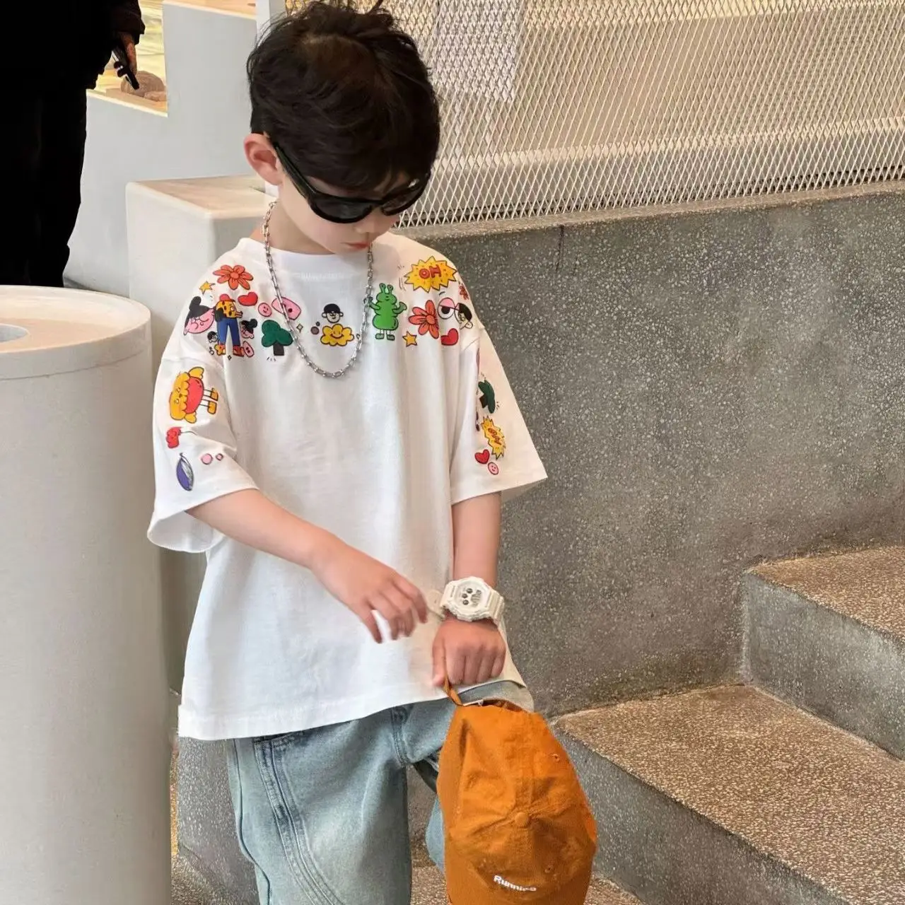 Children's Cartoon Print Short Sleeve T-Shirt White 2025 - Image 5