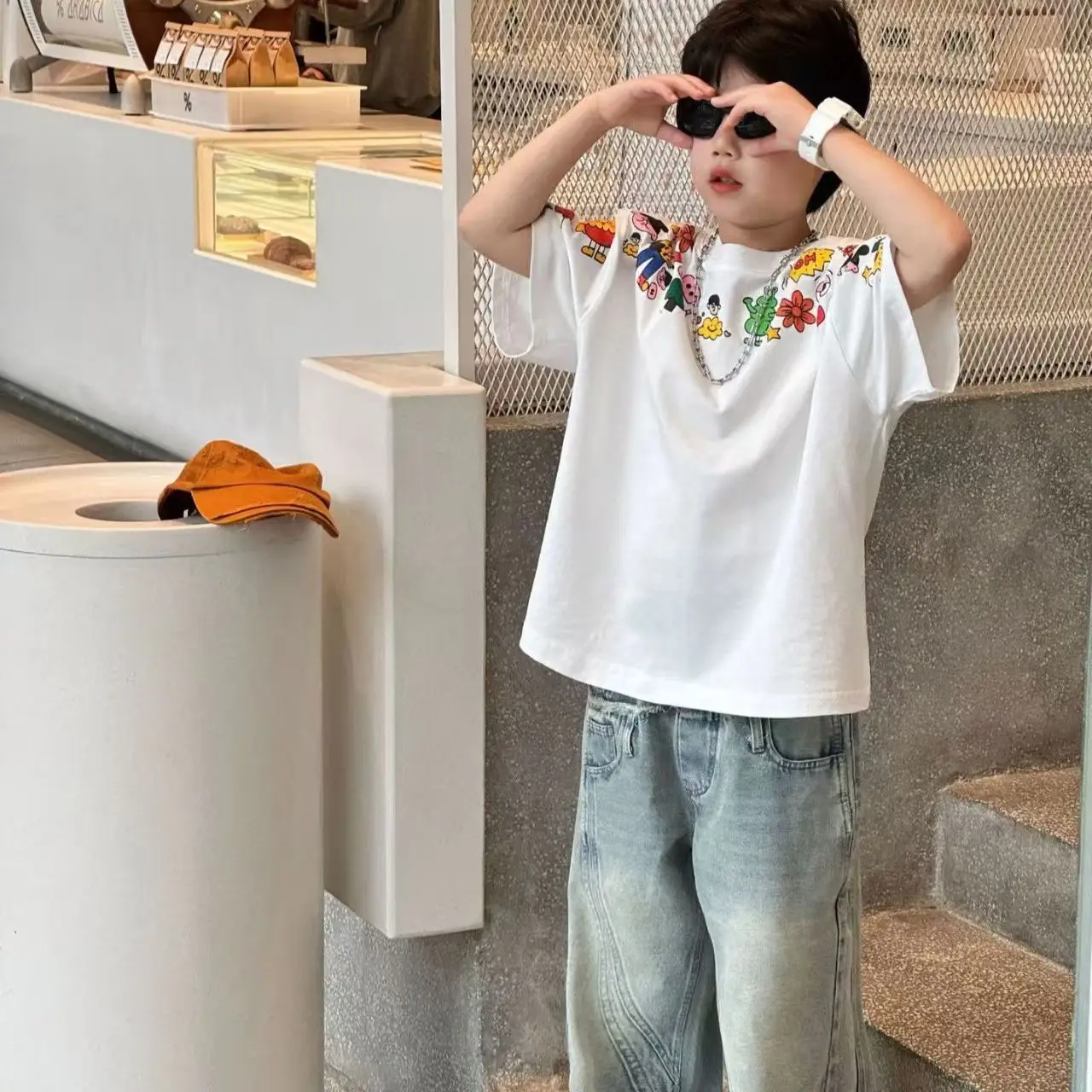 Children's Cartoon Print Short Sleeve T-Shirt White 2025 — feature 3