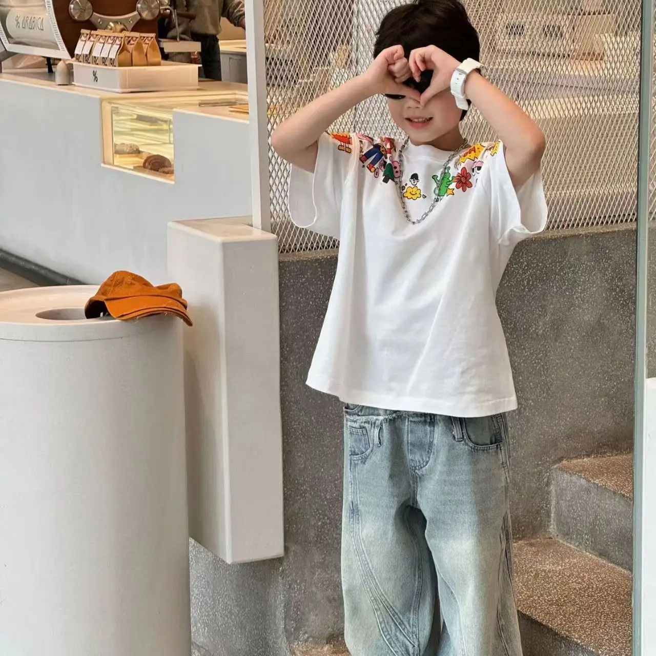 Children's Cartoon Print Short Sleeve T-Shirt White 2025 — feature 4
