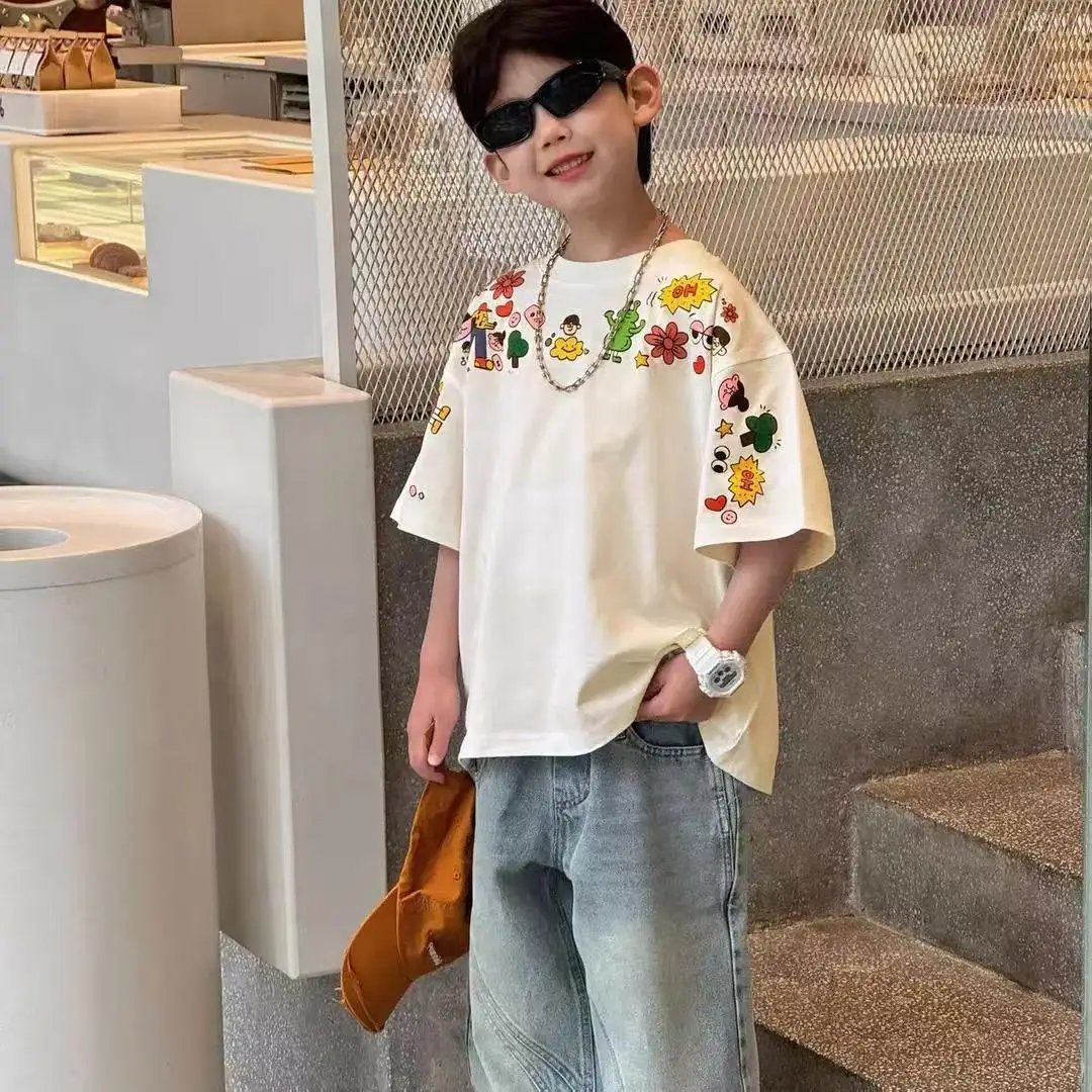 Children's Cartoon Print Short Sleeve T-Shirt White 2025 — feature 5