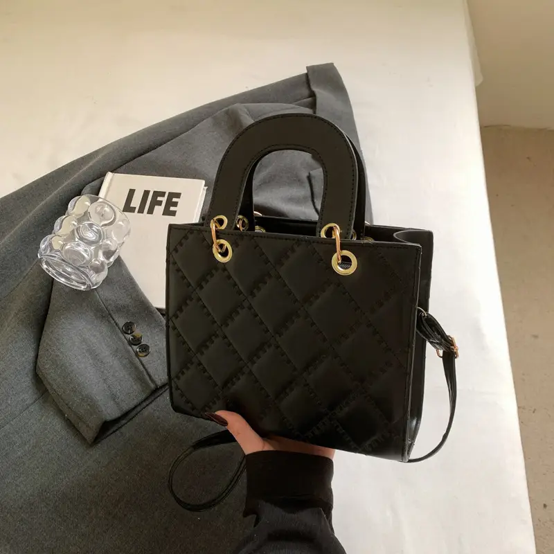 Black Quilted Handbag Women's Princess Diana Style - Image 6