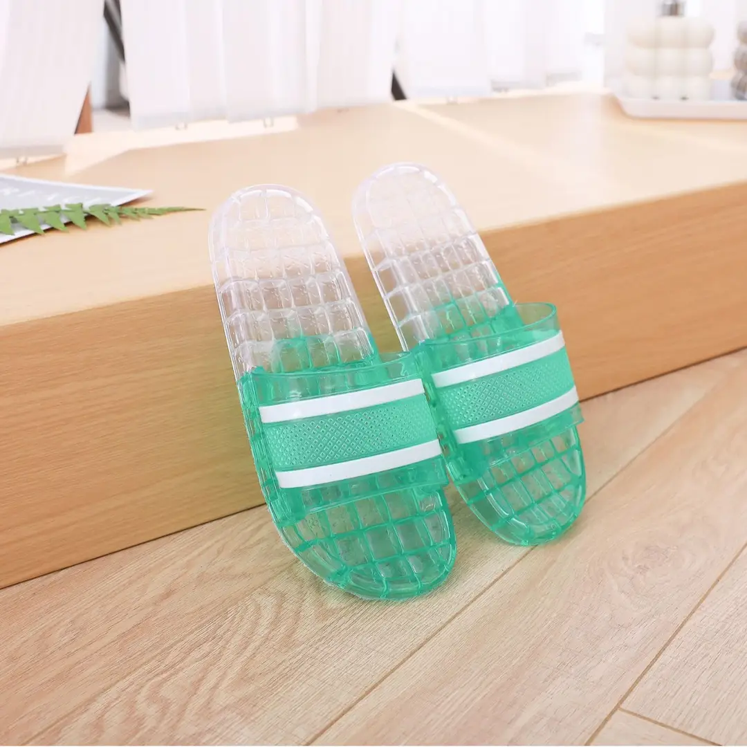 Women's Slippers for Home Use, Flat-Soled, Wear-Resistant, Striped, Suitable for Student Dormitories, Indoor Bathing, and Home Use, Crystal Sandals - Image 7