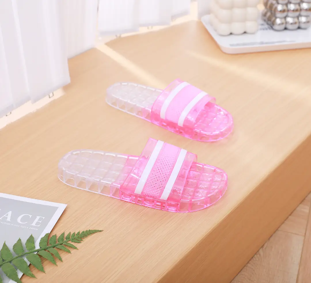 Women's Slippers for Home Use, Flat-Soled, Wear-Resistant, Striped, Suitable for Student Dormitories, Indoor Bathing, and Home Use, Crystal Sandals — feature 10
