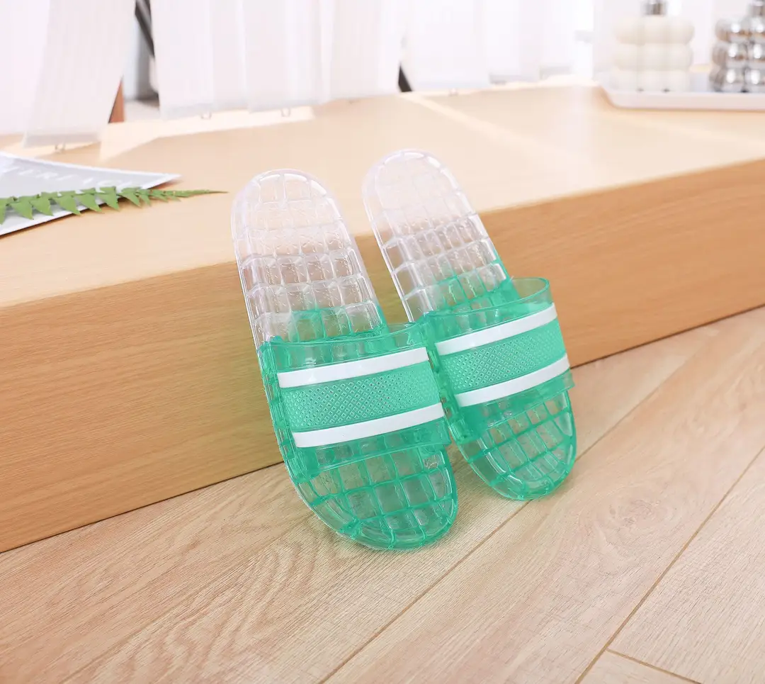 Women's Slippers for Home Use, Flat-Soled, Wear-Resistant, Striped, Suitable for Student Dormitories, Indoor Bathing, and Home Use, Crystal Sandals — feature 30