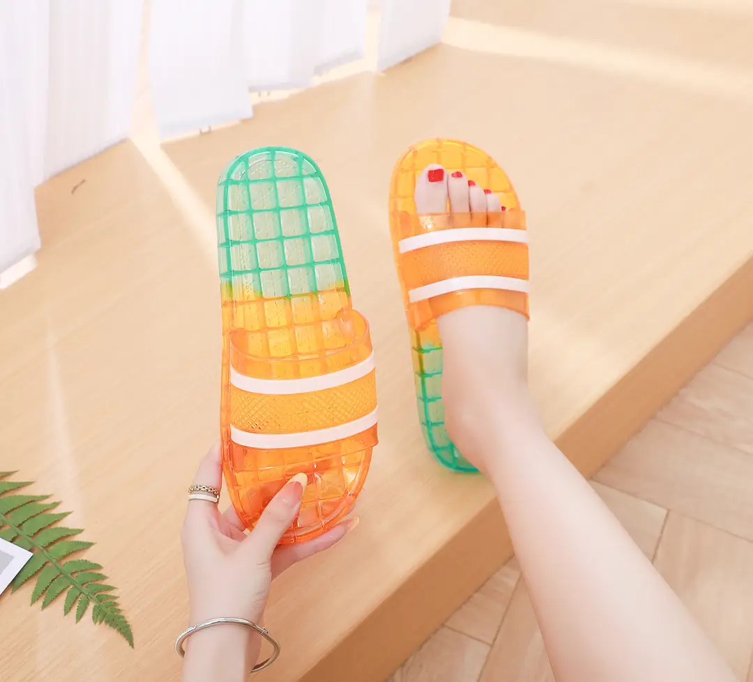 Women's Slippers for Home Use, Flat-Soled, Wear-Resistant, Striped, Suitable for Student Dormitories, Indoor Bathing, and Home Use, Crystal Sandals — feature 8