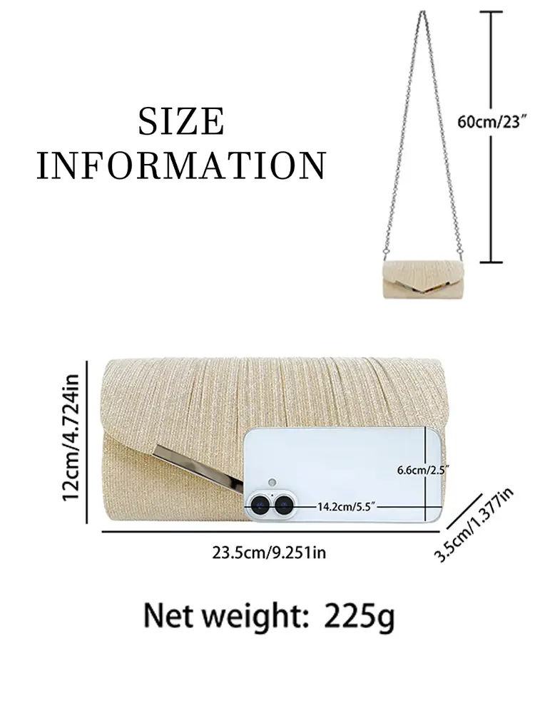 Shiny Pleated Dress Bag Ktv Princess Bag Dinner Clutch Bag Party Evening Bag Crossbody Banquet Bag New Style