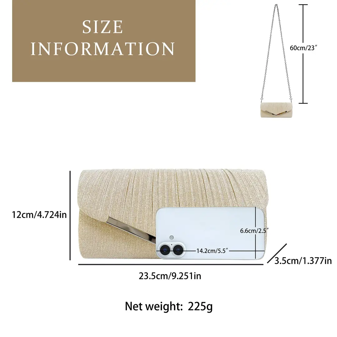 Shiny Pleated Dress Bag Ktv Princess Bag Dinner Clutch Bag Party Evening Bag Crossbody Banquet Bag New Style — feature 1