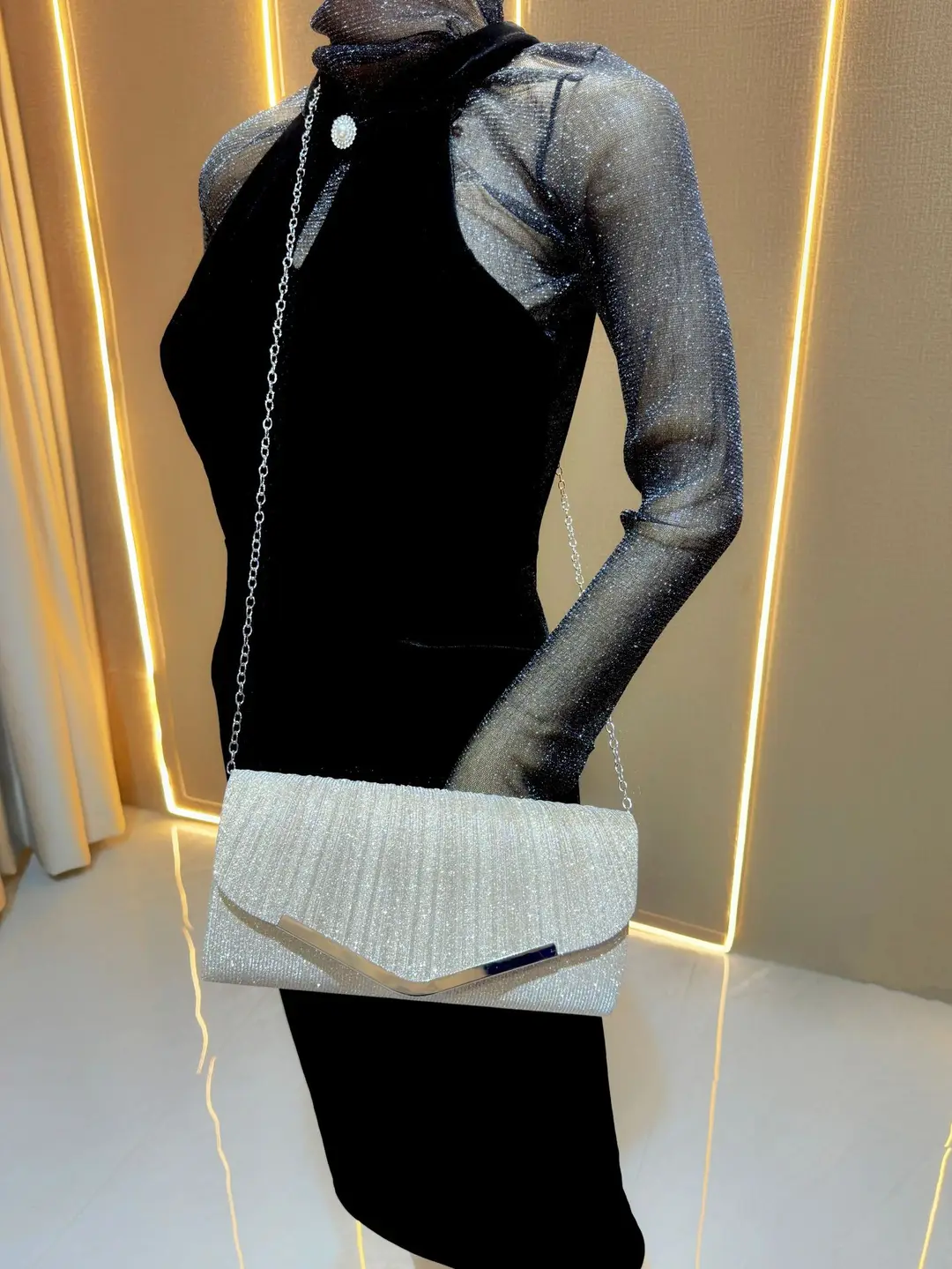 Shiny Pleated Dress Bag Ktv Princess Bag Dinner Clutch Bag Party Evening Bag Crossbody Banquet Bag New Style — feature 12